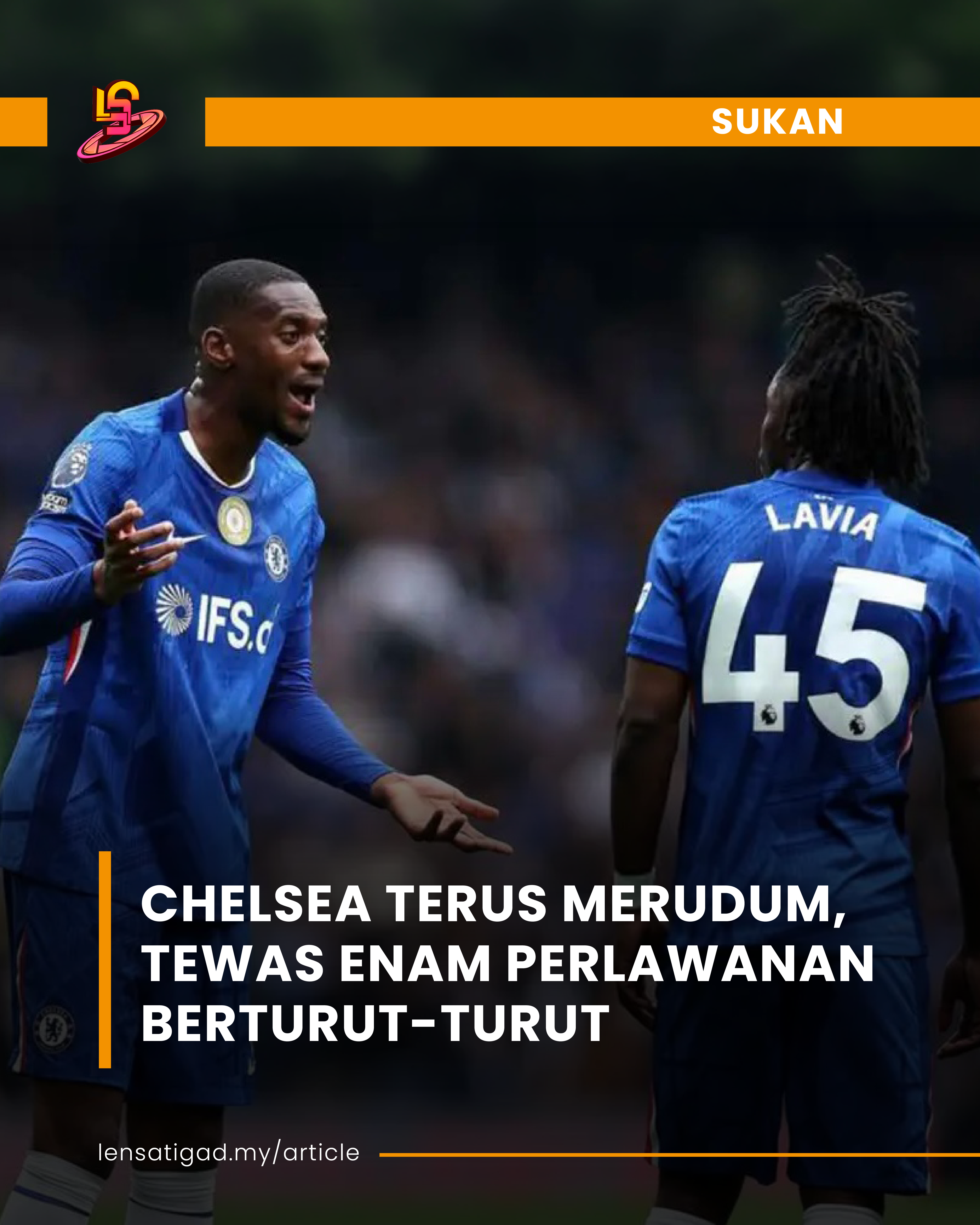 CHELSEA TERUS MERUDUM, TEWAS ENAM PERLAWANAN BERTURUT-TURUT