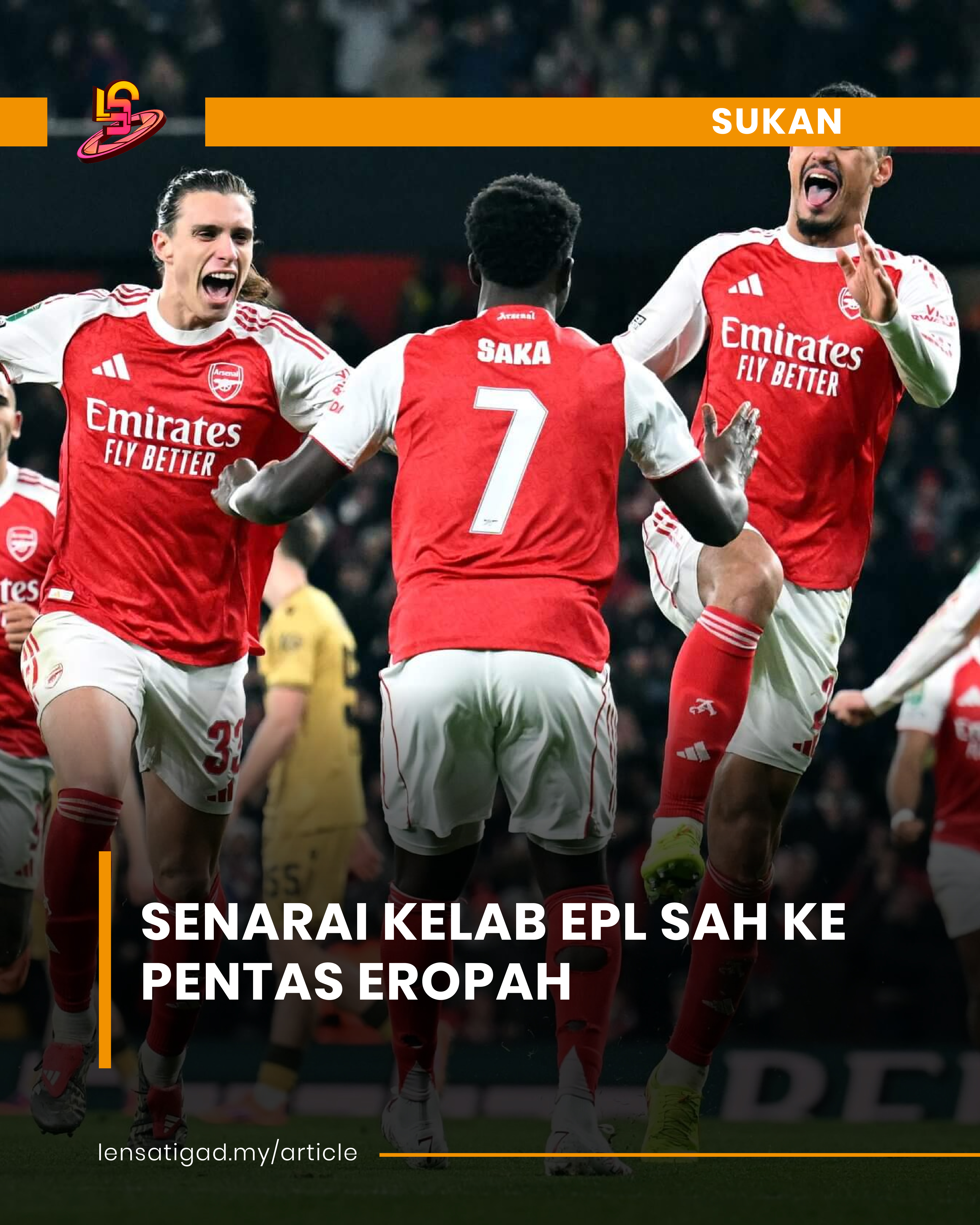 SENARAI KELAB EPL SAH KE PENTAS EROPAH